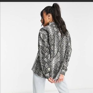 Asos faux leather snakeprint jacket